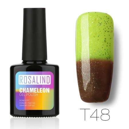 ROSALIND Chameleon สียาทาเล็บเจล เปลี่ยนตามอุณหภูมิ กริตเตอร์ Gel Polish Soak Off UV LED (10ml.) #T48