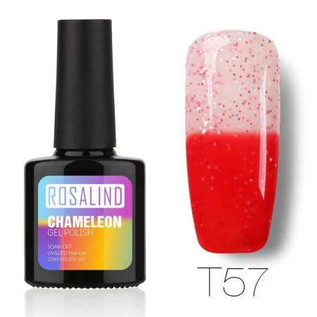 ROSALIND Chameleon สียาทาเล็บเจล เปลี่ยนตามอุณหภูมิ กริตเตอร์ Gel Polish Soak Off UV LED (10ml.) #T57