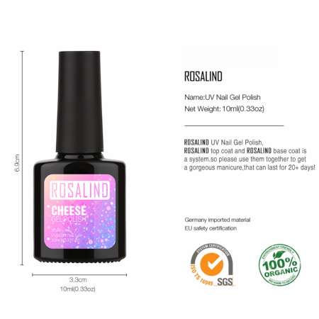 ROSALIND Cheese สียาทาเล็บเจล สีชีส สีขนม กริตเตอร์ Gel Polish Soak Off UV LED (10ml.) #N12