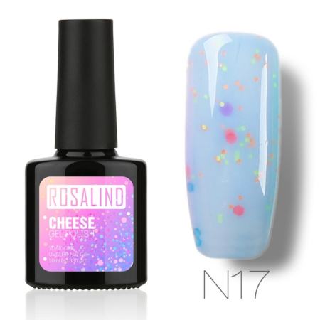 ROSALIND Cheese สียาทาเล็บเจล สีชีส สีขนม กริตเตอร์ Gel Polish Soak Off UV LED (10ml.) #N17