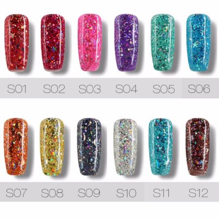 ROSALIND Moon  Star Glitter  สียาทาเล็บเจล 3D กริตเตอร์ พระจันทร์ ดวงดาว Gel Polish Soak Off UV LED (10ml.) #S02