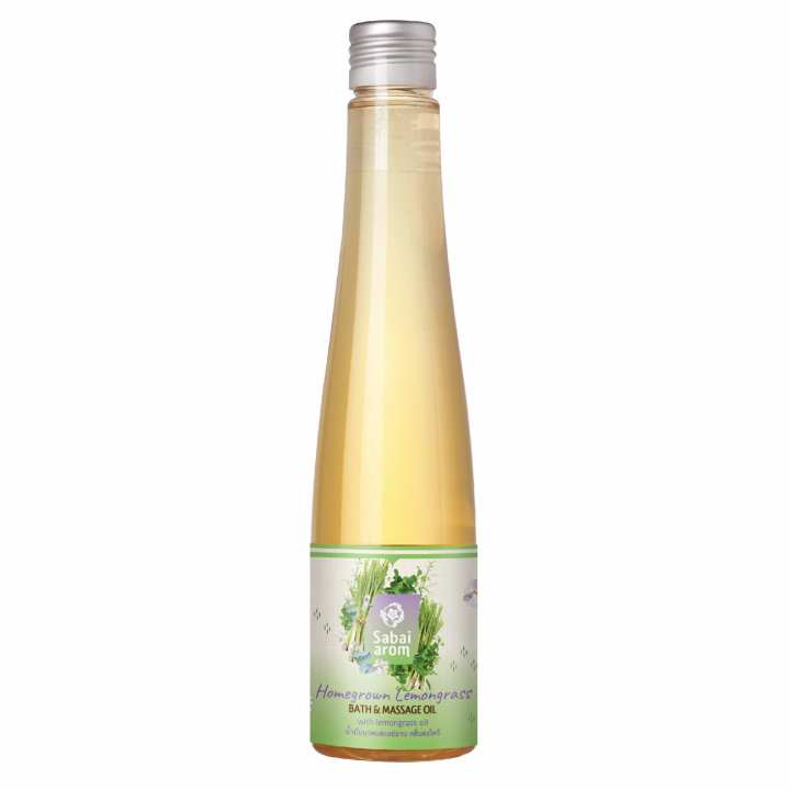 ข้อมูล Sabai-Arom Homegrown Lemongrass Bath & Massage Oil 200 ml. สบายอารมณ์ โฮมโกรน เลมอนกราส บาร์ธ แอนด์ มาซสาจ ออยล์ น้ำมันนวดและแช่อาบ กลิ่นตะไคร้ 200 มล. รีวิว