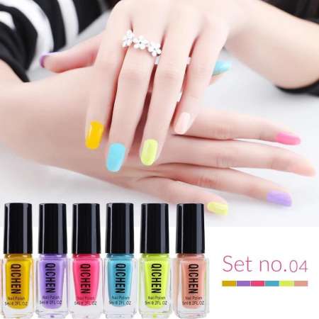 Set 6ขวด สีทาเล็บ ยาทาเล็บ QICHEN  6pcs*5ml.