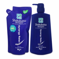Shokubutsu Monogatari For Men ครีมอาบน้ำ โชกุบุสซึ สำหรับผู้ชาย สูตรผ่อนคลาย ระงับกลิ่นกาย Synergy Relax 500 ml + Refill 500 ml