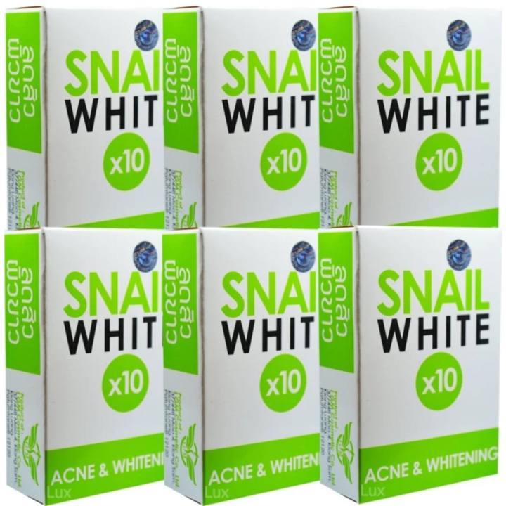 ราคา Snail White Acne & Whitening Soap x 10 สบู่กลูต้า บายดรีม สเนลไวท์ ลดสิว เพิ่มผิวขาว x 10 ขนาด 70 กรัม (6 ก้อน) รีวิว