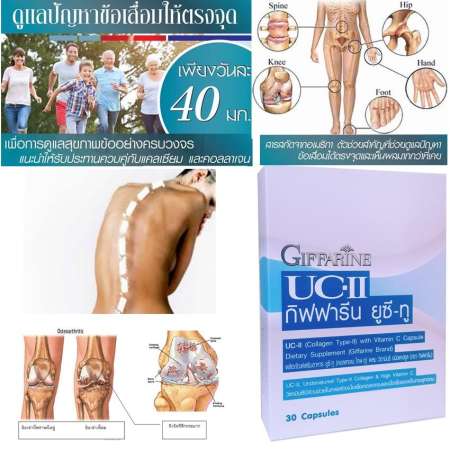 UC-II ยูซี ทู อาหารเสริม บำรุง ไขข้อเสื่อม สะโพกเสื่อม กระดูกทับเส้น โรคกระดูกสันหลัง 1 กล่อง บรรจุ 30 เม็ด