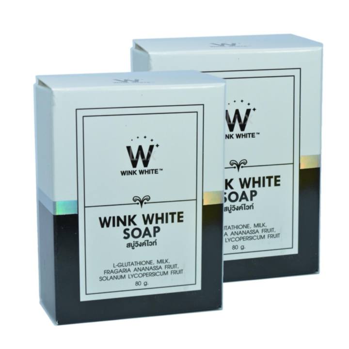   Wink White Soap สบู่วิงค์ไวท์ ผสมกลูต้า น้ำนมแพะ ช่วยทำความสะอาดผิว บำรุงผิว ให้ขาวเนียนใส ขนาด 80g. (2 ก้อน) pantip