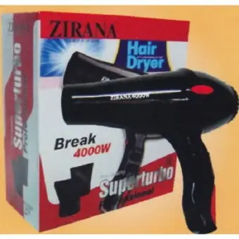 ข้อมูล Zirana ไดร์เป่าผมกำลังแรง 4000 watt ลมแรง แห้งไว  เป่าร้อน/เย็น + หัว 2 ชิิ้น Professional Super Turbo Salon pantip