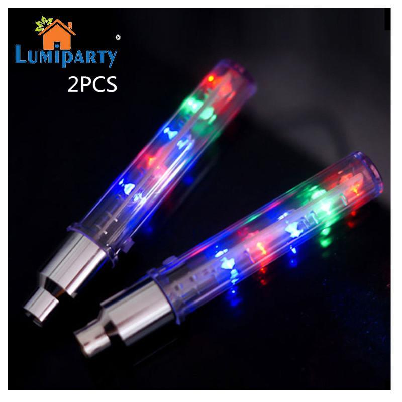 LumiParty 2Pcs LED Lốp Lốp Xe Nắp Chụp Van Bánh Xe Vành Nan Hoa ĐÈN LED Cảnh Báo dành cho Xe Đạp Núi Đường Xe Đạp