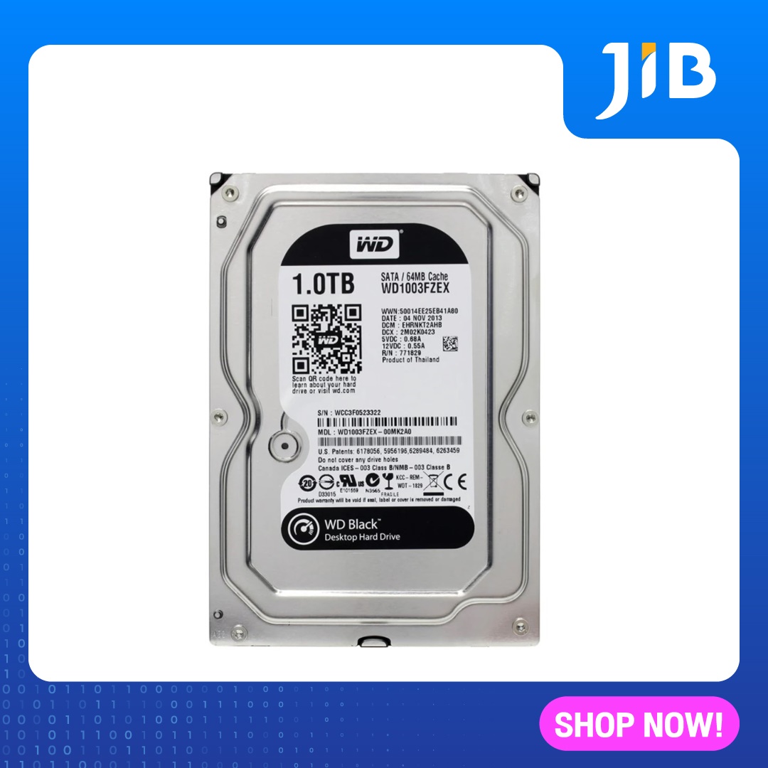 JIB 1 TB HDD (ฮาร์ดดิสก์) WD BLACK 7200RPM SATA3 (WD1003FZEX)