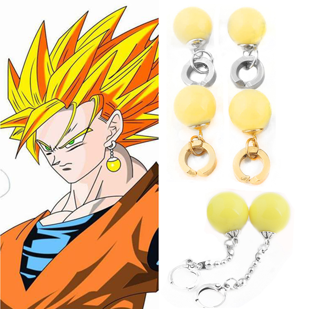 Cartoon Anime Vegetto Potara Pendent Ball Earrings Stainless Steel Gold Clip  on Earrings for Men Boys Cosplay - Yahoo Shopping