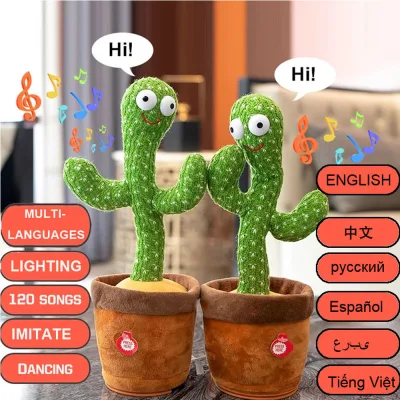 【Ship From Thailand】USB Charging Toys Dancing Cactus Toy With Smiling Face & Light 120 Songs Prank Singing Plush 28cm Wiggling Ornament Gift For Kids Can Dance, Sing, Talk, Flash, Usb Charging เต้นได้ ร้องได้ คุยได้ แฟลช ชาร์จ usb