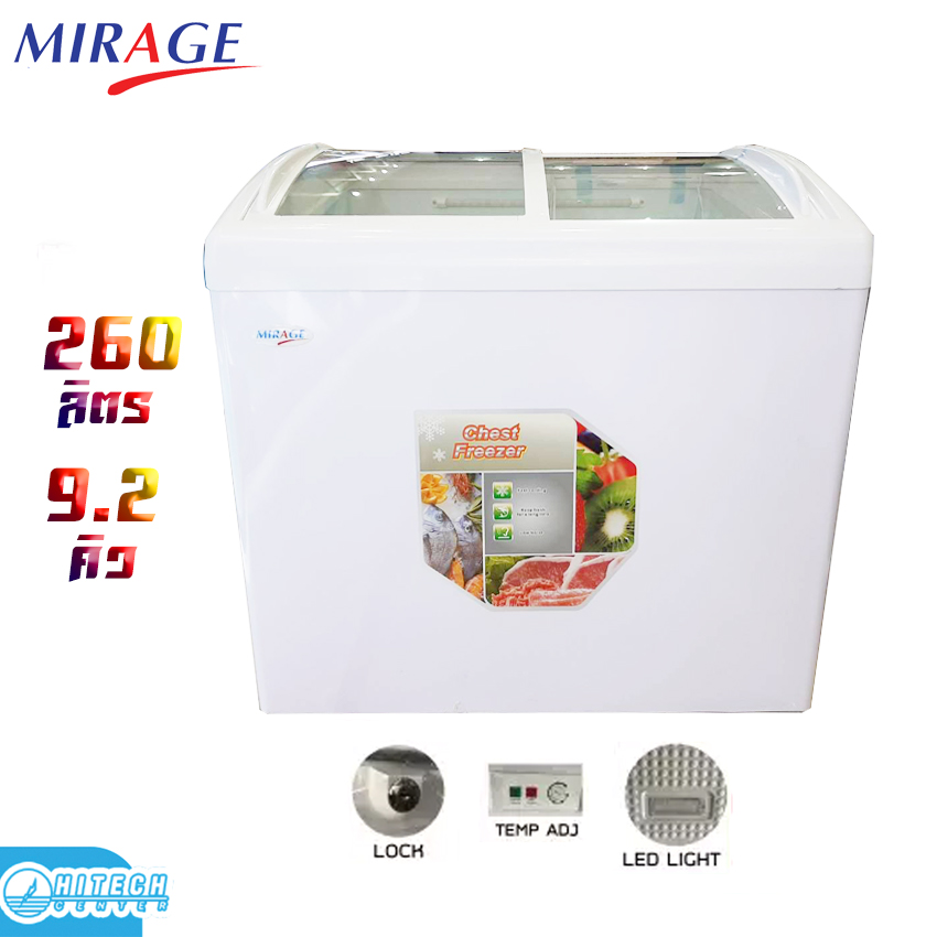 Mirage ตู้แช่แข็งเชิงพาณิชย์ ตู้แช่แข็ง หน้ากระจก ขนาด 9.2 คิว 260 ลิตร รุ่น EC-260G