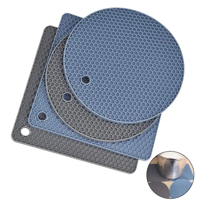 Silicone Pot Holders Heat Resistant Mats For Hot Pan Tables Countertops Spoon Rest 2 Squared Mats 2 Round Mats Lazada Singapore