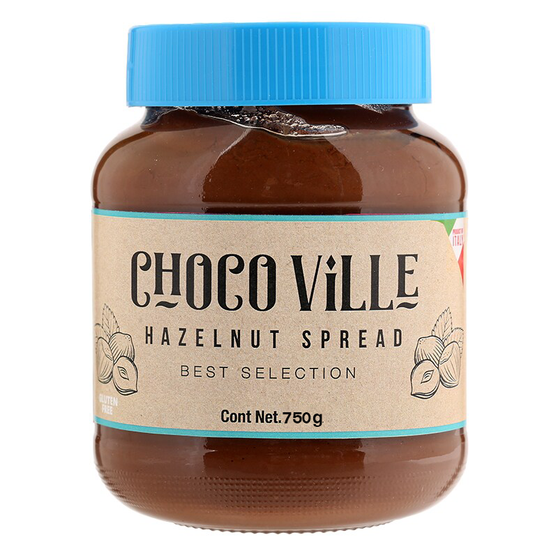 Chocoville Chocolate Hazelnut spread เฮเซลนัทบด ผสมโกโก้ ครีม (ผลิตภัณฑ์ทาขนมปังรสเฮเซลนัทบดผสมโกโก้)750g วันหมดอายุ  EXP 14/6/2022