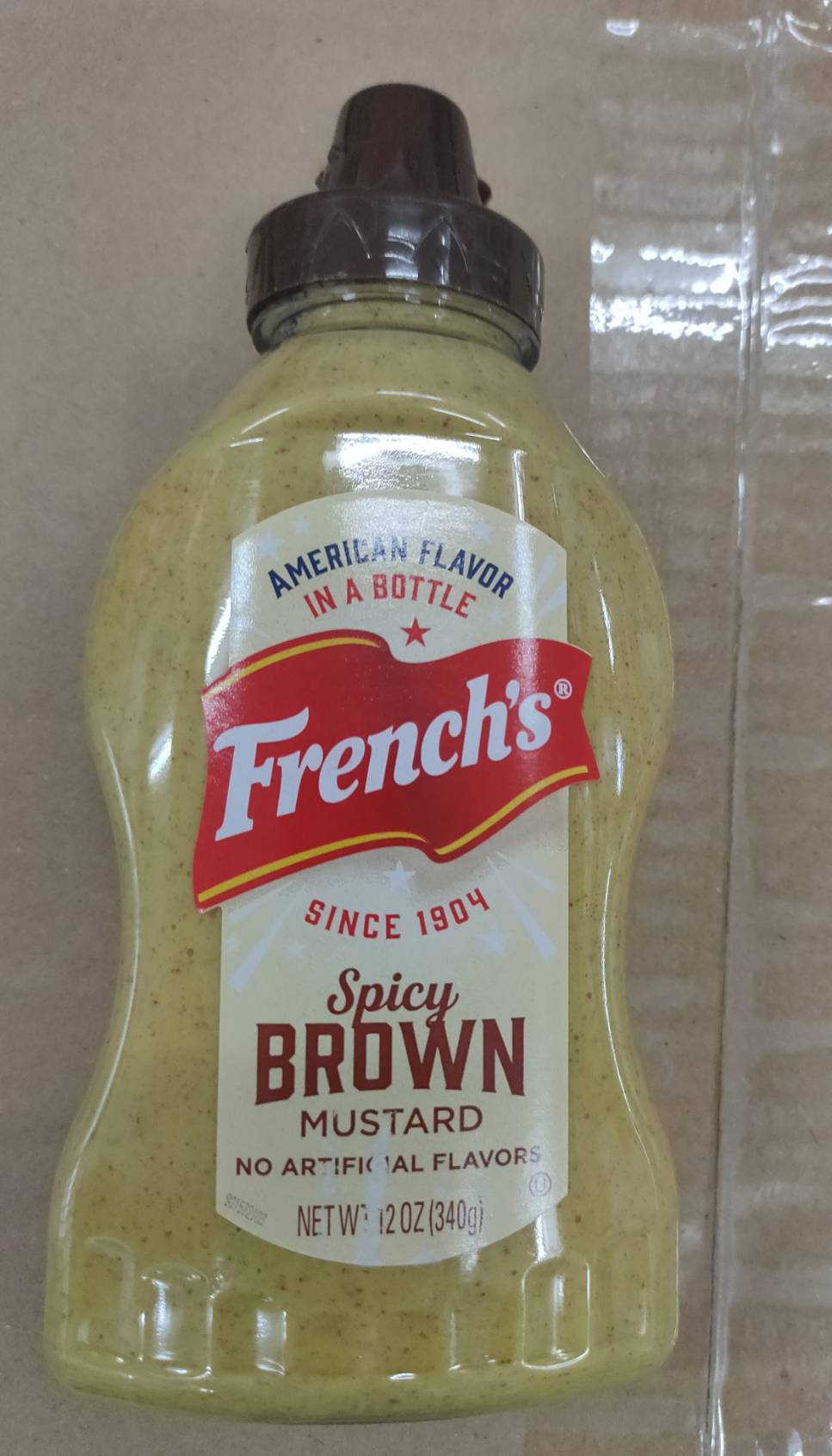 เฟร้นช์ สไปร์ซี่ บราวน์ มัสตาร์ด ขวดบีบขนาด 340 กรัม ซอสมัสตาร์ดผสมครื่องทศ (French's Spicy Brown Mustard)