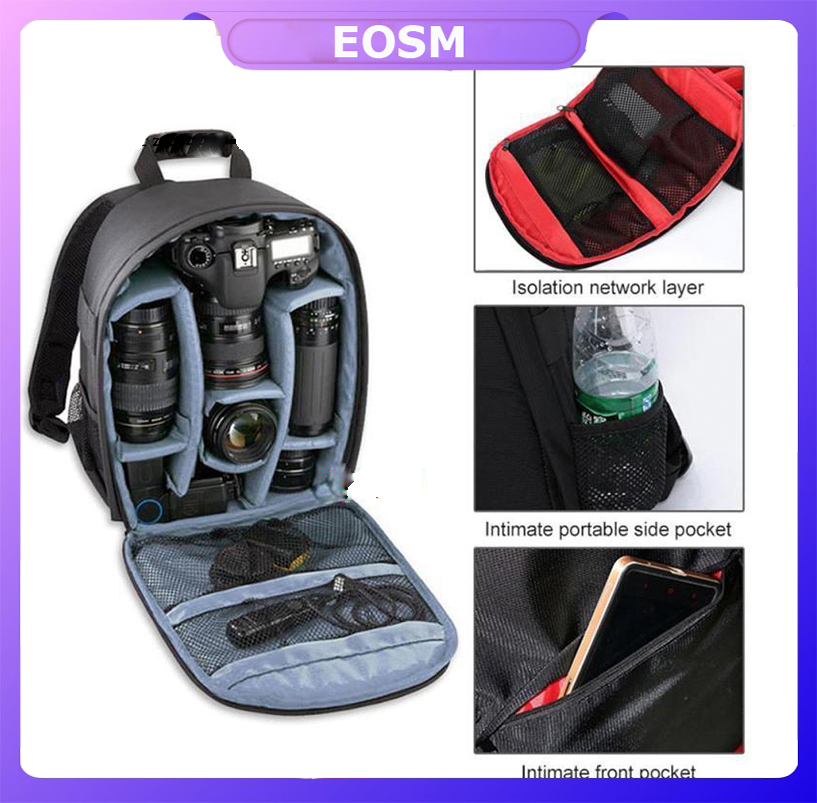 พร้อมมากๆ...[] -EOSM กระเป๋าเป้สะพายใส่กล้อง กันน้ำสีเทา Waterproof Camera backpack bag DSLR Case for Canon//Nikon/Sony ..เคสกันน้ำคุณภาพดี..!!