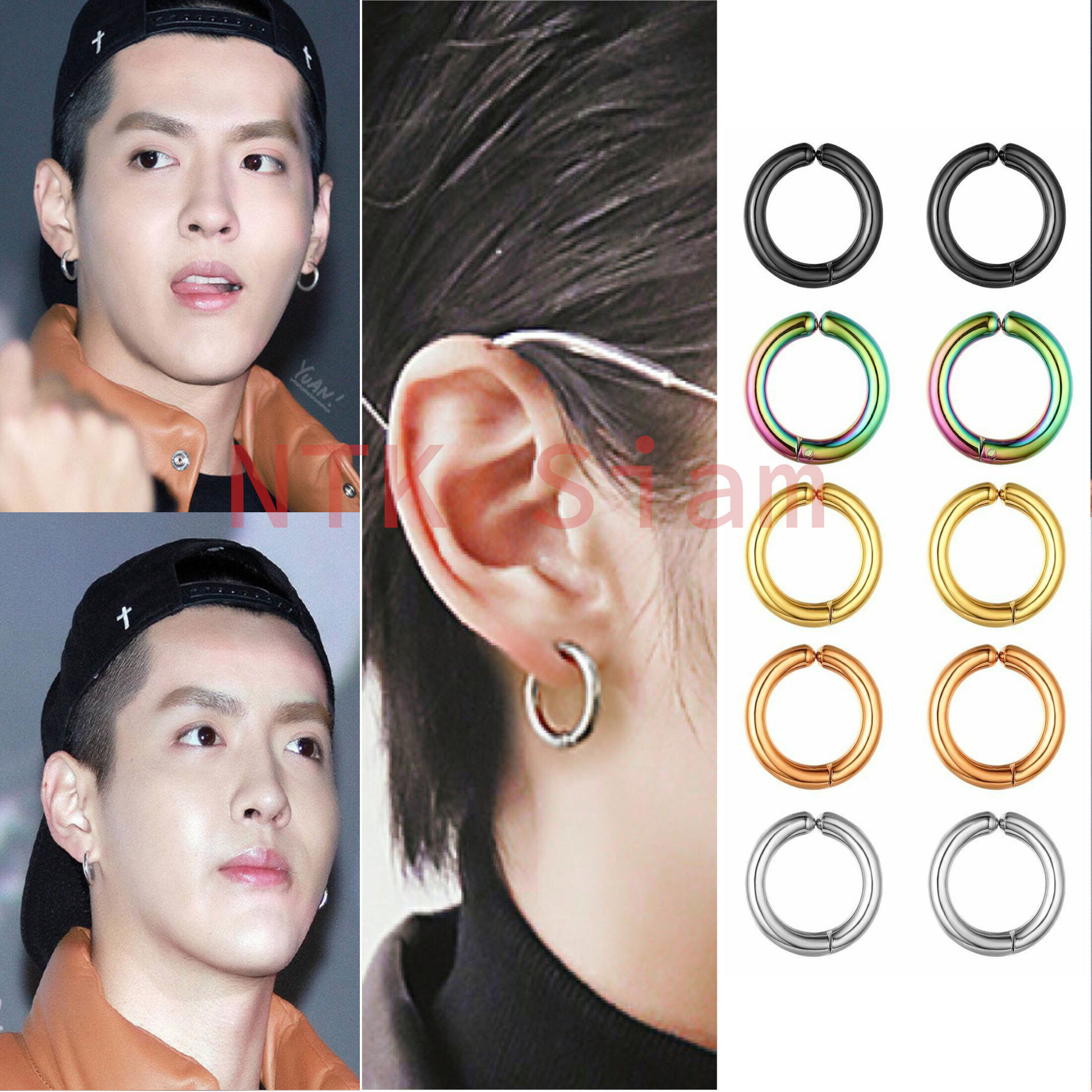 ต่างหูแบบหนีบสไตล์เกาหลี | CLP-002-1-NTK | Simple Clip on earrings Korean Style Non piercing - 1 ข้าง