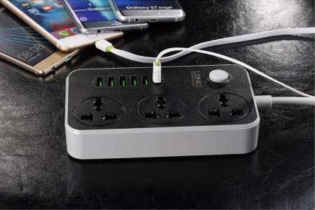 [ส่งฟรี] ปลั๊กไฟ LDNIO SC3604 Power Strip With 3 AC Sockets + 6 USB Ports มีระบบป้องกันไฟกระชาก สำหรับใช้ในไทย US Plug