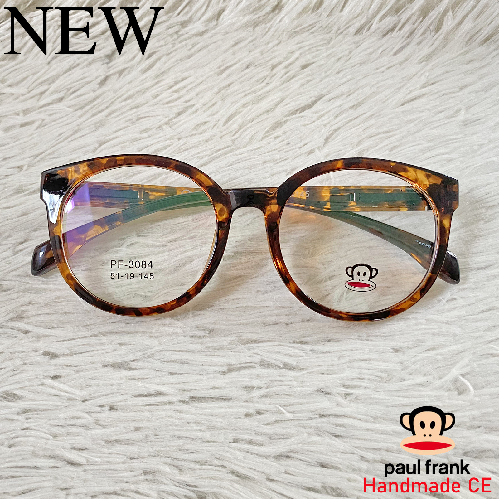 Paul Frank แว่นตาสำหรับตัดเลนส์ สายตา กรอบแว่นตา ชาย หญิง Fashion รุ่น 3084 น้ำตาลกละ กรอบเต็ม ทรงรี ขาข้อต่อ วัสดุ TR 90 รับตัดเลนส์ทุกชนิด