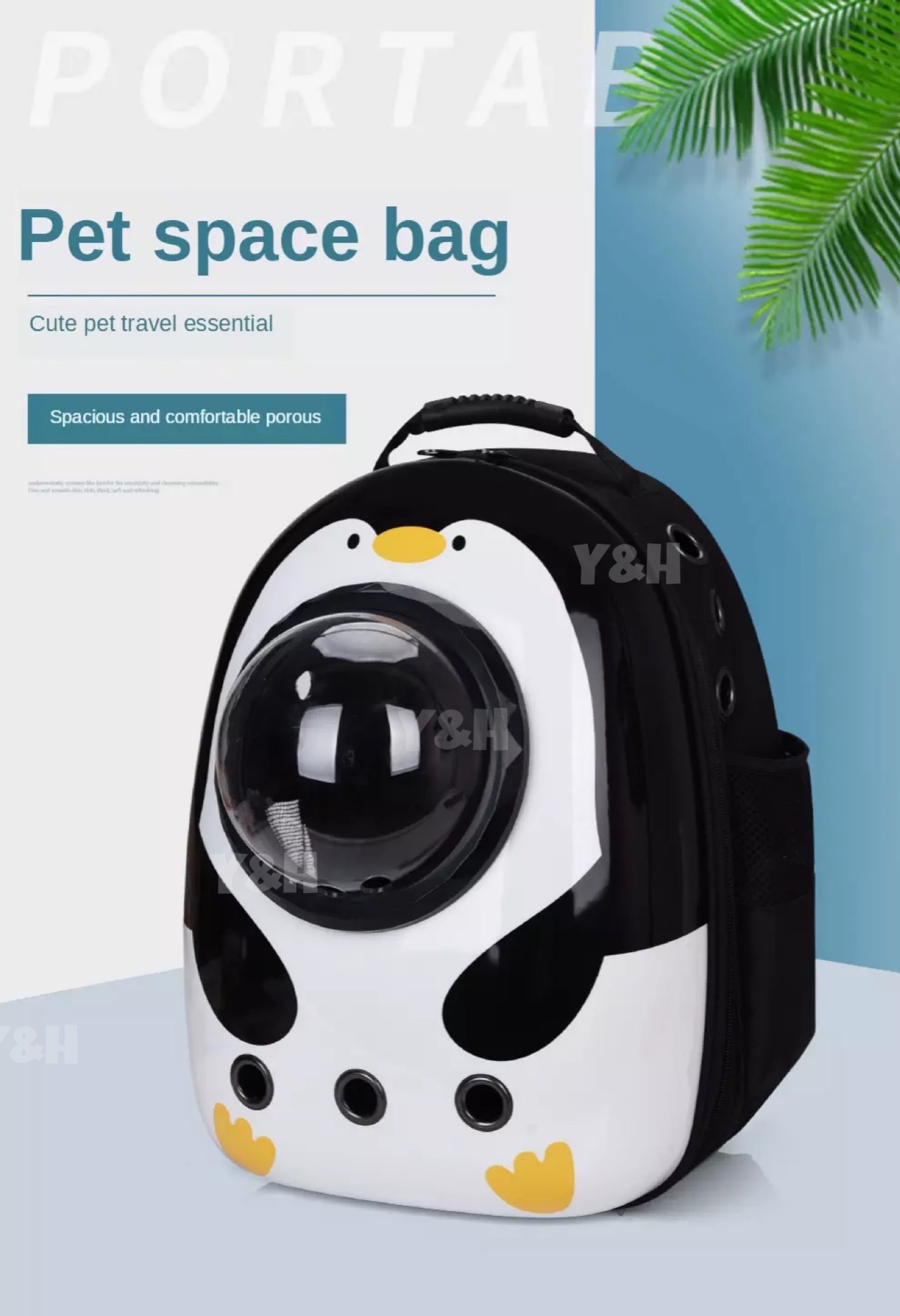 Y&H【พร้อมส่ง】Pet Travel Bag กระเป๋าใส่สัตว์เลี้ยง แบบแคปซูลอวกาศ ลายการ์ตูน