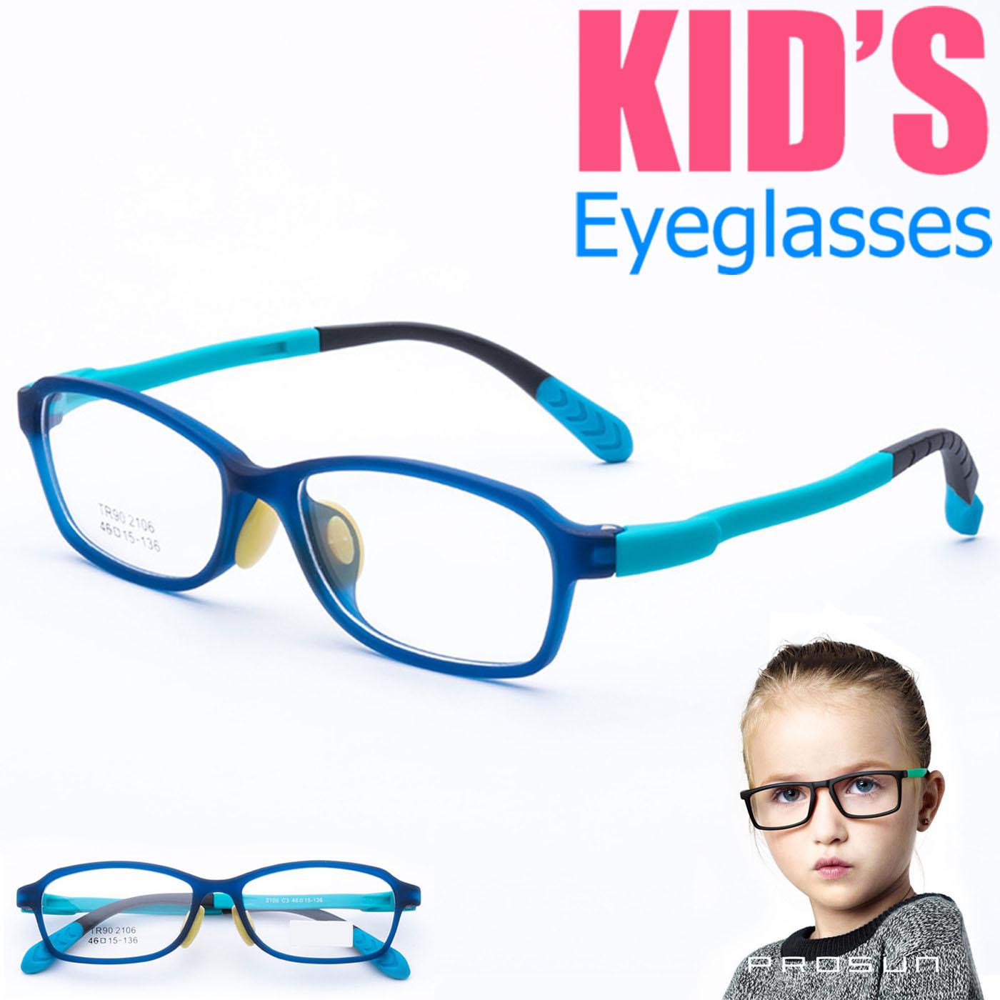 แว่นตาเกาหลีเด็ก Fashion Korea Children แว่นตาเด็ก รุ่น 2106 C-3 สีฟ้า กรอบแว่นตาเด็ก Rectangle ทรงสี่เหลี่ยมผืนผ้า Eyeglass baby frame ( สำหรับตัดเลนส์ ) วัสดุ TR-90 เบาและยืดหยุนได้สูง ขาข้อต่อ Kid eyewear Glasses