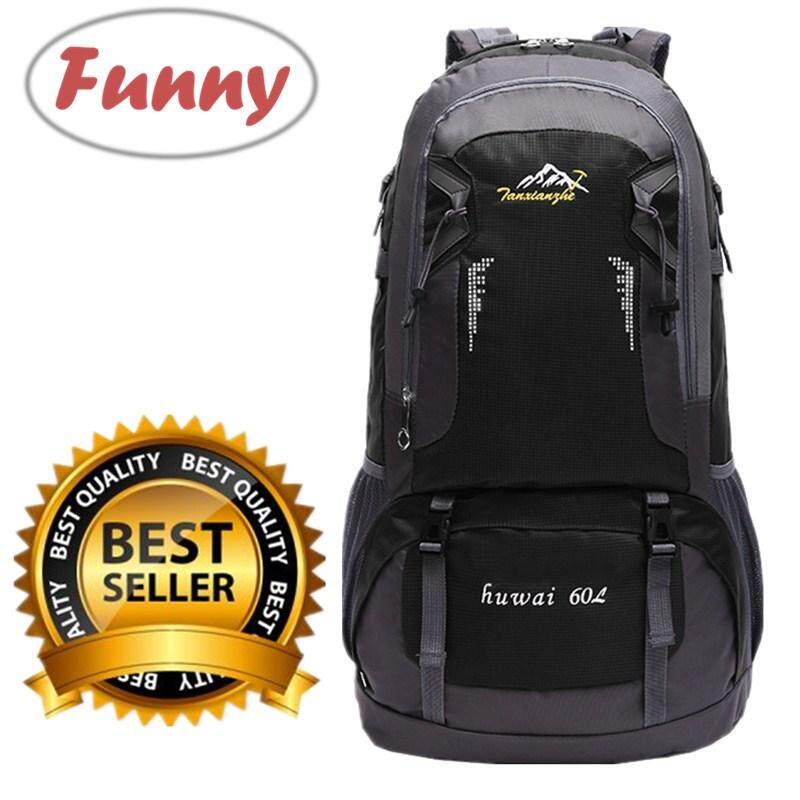 Funny.Shop Huwai 60 L กระเป๋าเดินทาง ใหญ่ ที่สุด ขนาด จุสะใจถึง 60 ลิตร เป้สะพายหลัง เหมาะสำหรับสวมใส่เดินทาง ของแท้ 60L Waterproof Outdoor Backpack Rucksack Sports Hiking Climbing Travel Shoulder Bag Pack Mountaineering Bag