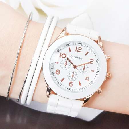 GENEVA นาฬิกาข้อมือ สายซิลิโคนนุ่ม หน้าปัดดีไซน์หรู สไตล์แบรนด์ดัง รุ่น ZD-0039