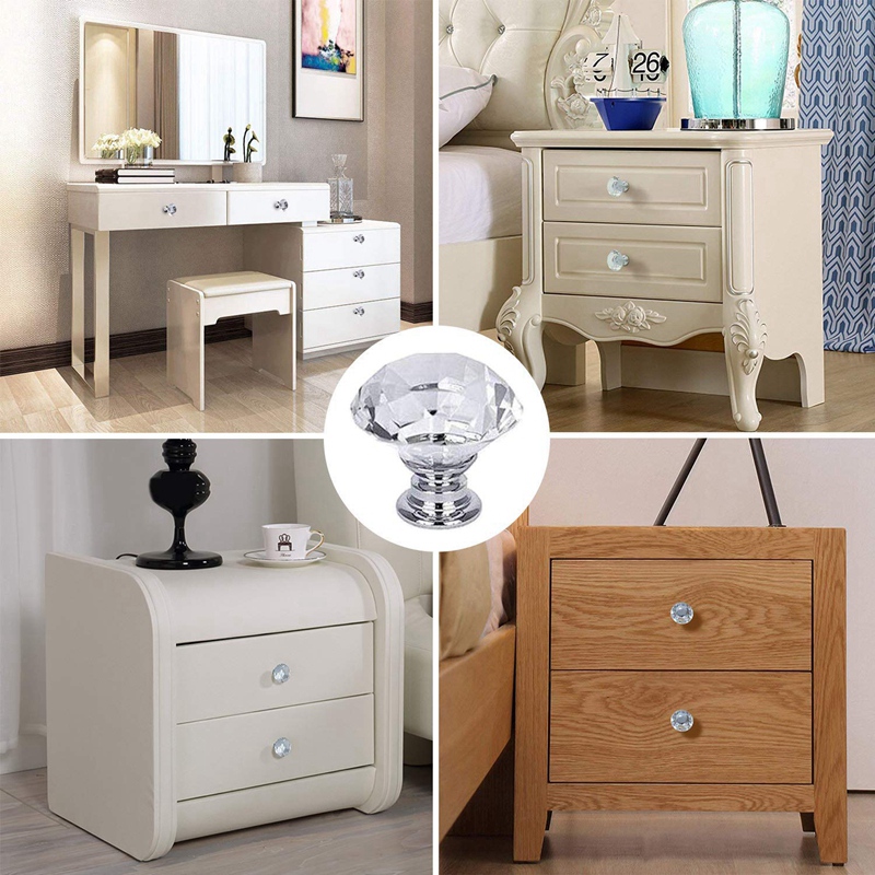 12 Pack Diamond Shape Crystal Ball Door Knobs Pull Handle for