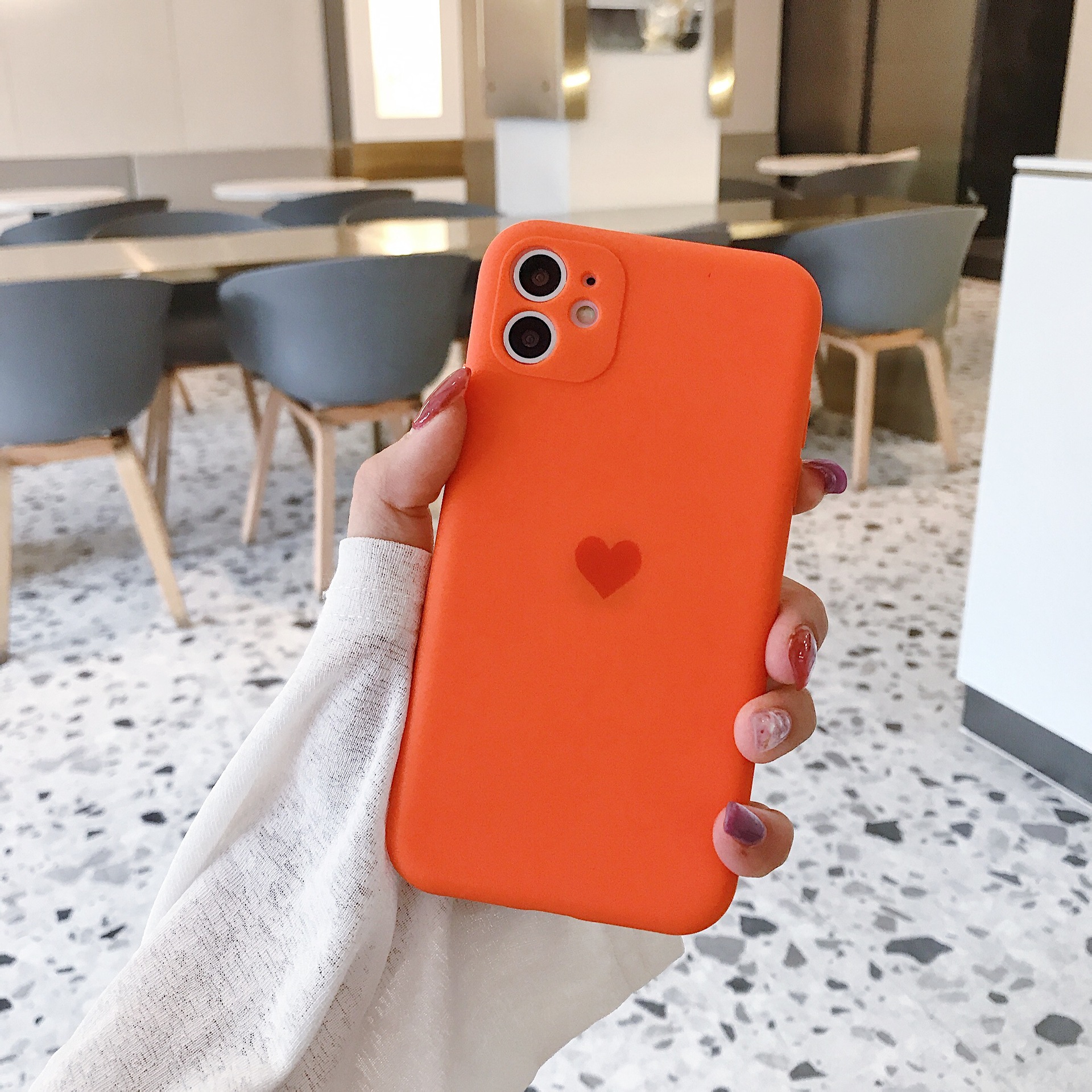[hao fashion] เคสโทรศัพท์มือถือ เคสไอโฟน เคสมือถือ เคสราคาถูก เคสซิลิโคนนิ่ม คลุมขอบกล้องหลัง สำหรับไอโฟน12 12 Pro Max 12 11 / X / XR / max HF0174 ตระกูลสี orange love heart รูปแบบรุ่นที่ีรองรับ iPhone11 Pro max