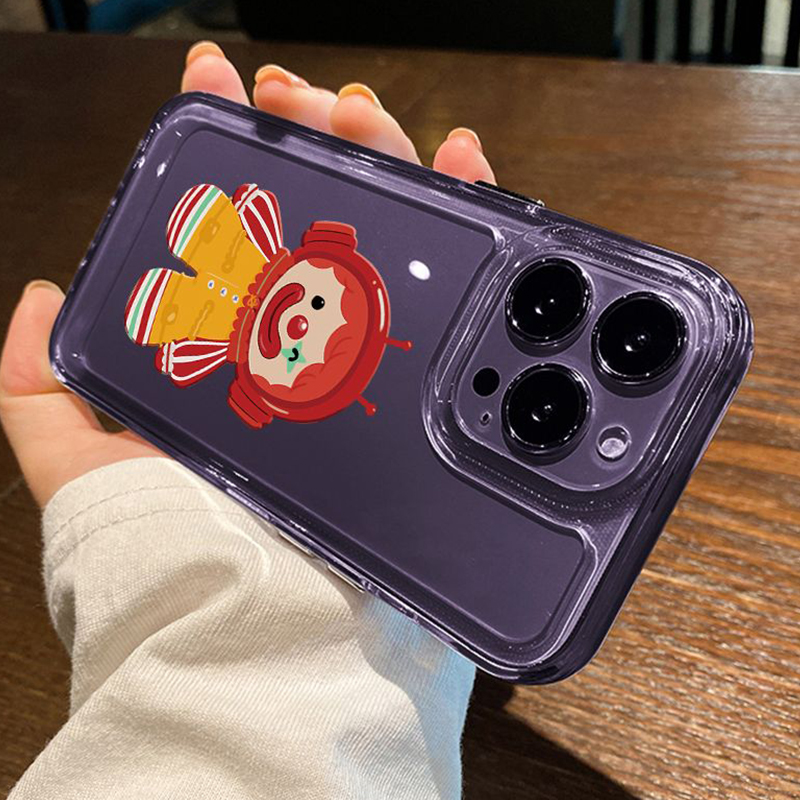 For IPhone 14 Pro Max IPhone Case Thickened TPU Soft Case Clear Case Shockproof Red Clown Girl Compatible with For 13 Pro Max