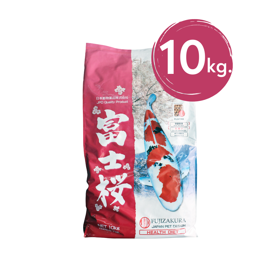 JPD FUJIZAKURA HEALTH DIET KOI FOOD 10KG (FLOATING) - เจพีดี อาหารปลาคาร์ฟ สูตรเร่งโต เพื่อสุขภาพดี 10กก.(เม็ดลอย) ราคา 4,200 บาท*ส่งฟรี