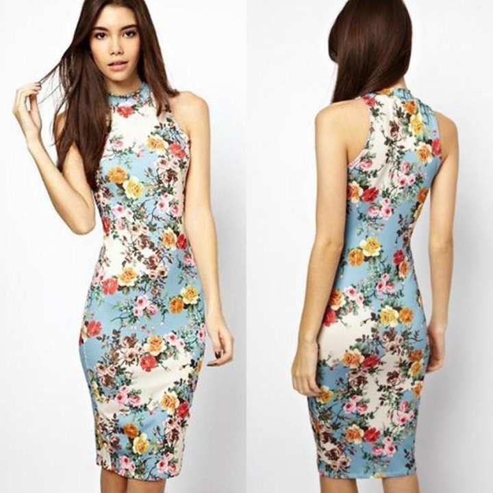 ชุดเดรสคอกลมแขนกุด ลายดอกไม้ ทรงเข้ารูป ผ้ายืดได้เยอะ – No Brand – 347416238_TH-679316877 >>> 🇹🇭 Top1Thailand 🛒 >>> lazada.co.th 🇹🇭 🇹🇭 🇹🇭🛒🛍🛒