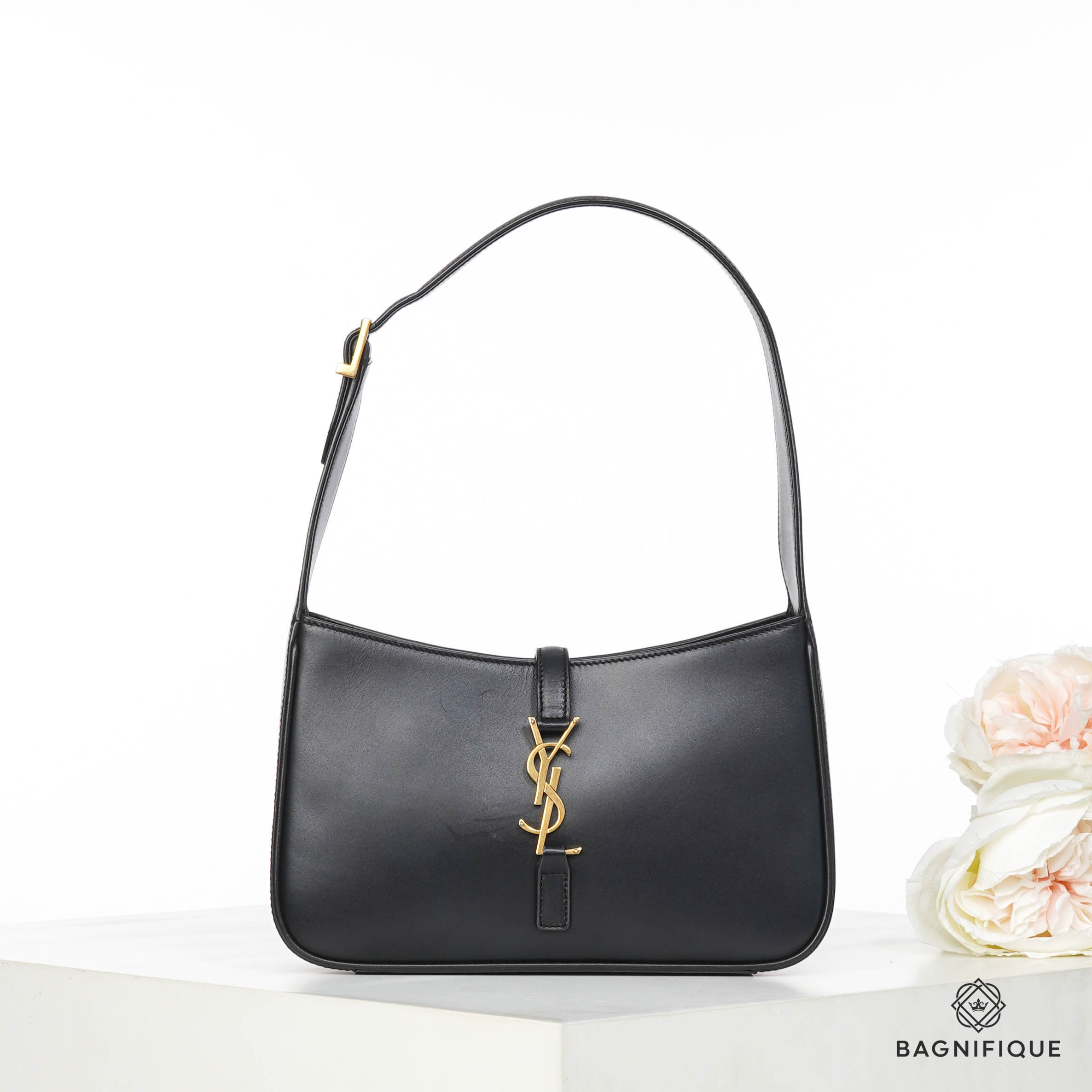 YSL HOBO BLACK SMOOTH LEATHER GHW Lazada.co.th