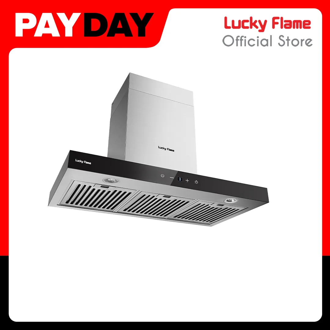 Lucky Flame ,เครื่องดูดควัน ,ที่ดูดควัน รุ่น RG-971T  , hood ดูดควัน , Cooker Hood , เครื่องดูดควัน 90 เซนติเมตร รับประกันมอเตอร์ 3ปี