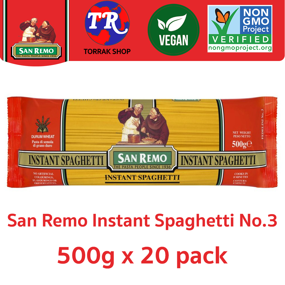 San Remo Instant Spaghetti No.3 ซาน รีโม่ เส้นพาสต้า อินสแต้น สปาเก็ตตี้ เบอร์ 3 500g x 20 pack