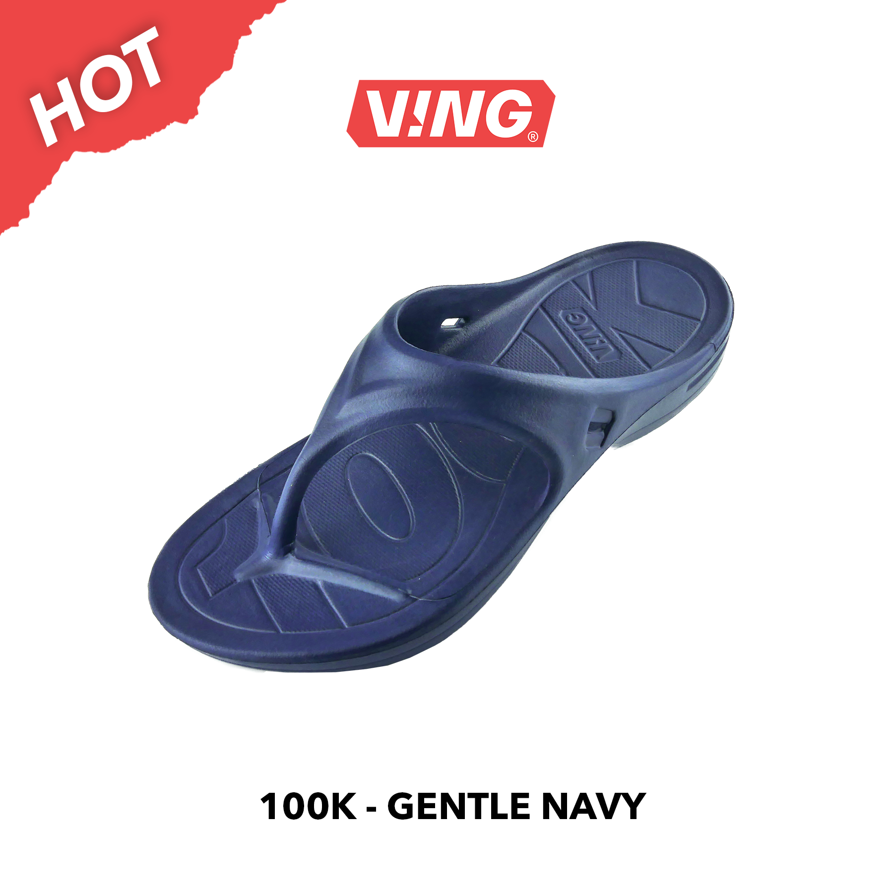 รองเท้าแตะวิ่งมาราธอน VING รุ่น 100K - สีกรมท่า Gentle Navy (รวมสายรัดข้อเท้า เลือกสีได้) Running Sandals - รองเท้าแตะสุขภาพ [ส่งฟรี]