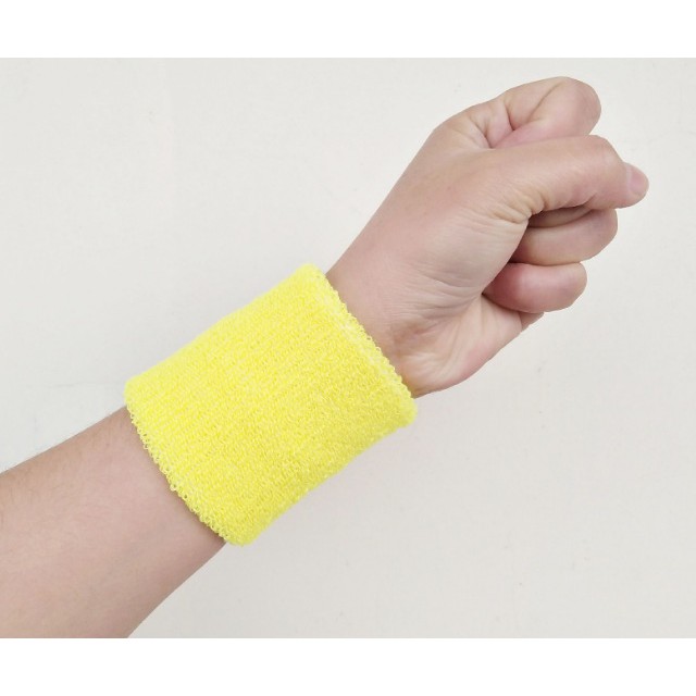 ส่งฟรี [สีเหลือง (YL)]ผ้ารัดข้อมือซับเหงื่อ ใช้เล่นกีฬาและออกกำลังกาย 1 ชิ้น