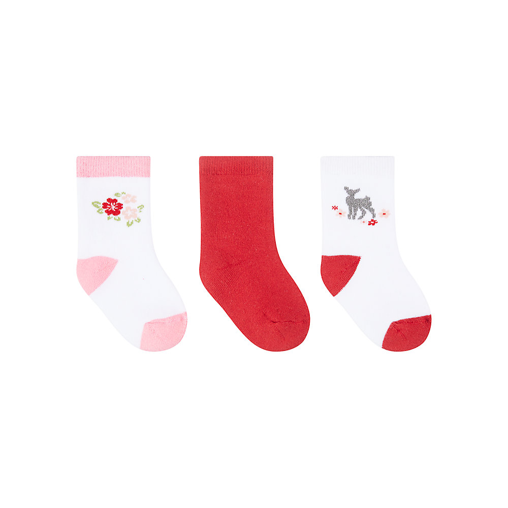 ถุงเท้าเด็กผู้หญิง mothercare floral terry baby socks - 3 pack TD328
