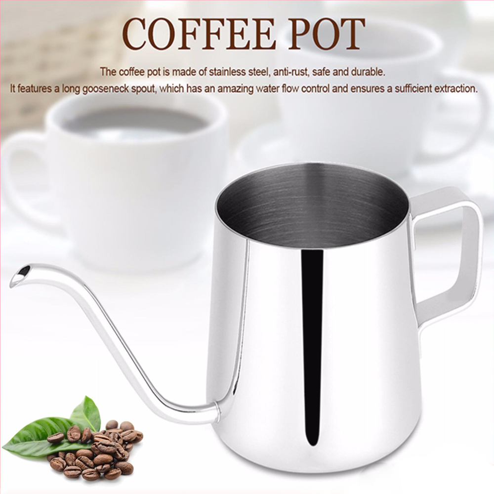 สแตนเลส หม้อกาแฟ เหยือกดริปกาแฟ หม้อต้มกาแฟ เครื่องชงกาแฟมือ หม้อต้มกาแฟสด 240ml Coffee Kettle Drip Pot Stainless Steel