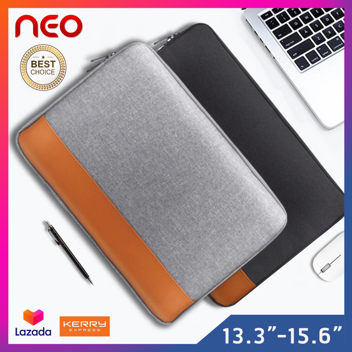 NEO กระเป๋าโน๊ตบุ๊ค soft case ขนาด13-15.6นิ้ว  เคสโน๊ตบุ๊ค เคสMacbook Air Pro  ซองใส่โน๊ตบุ๊ค ซองแล็ปท็อป ซองใส่ไอแพด ซองผ้าใส่แท็บเล็ต Laptop Bag  Macbook Case