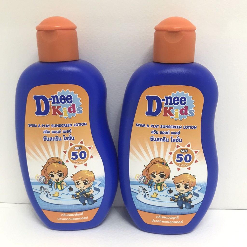 D-NEE (2ขวด)โลชั่นกันแดดสำหรับเด็กSPF50PA+++ Kids Swim and Play Sun Screen Lotion ปริมาณ 150 มล.