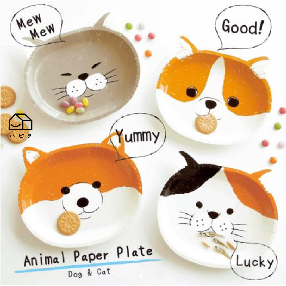 [พร้อมส่ง] จานกระดาษ Paper Plate from Japan สำหรับงานปาร์ตี้ ถ่ายรูปสวยๆ รูป หมาและแมว 8 ใบ/แพ๊ค สินค้าจากญี่ปุ่น