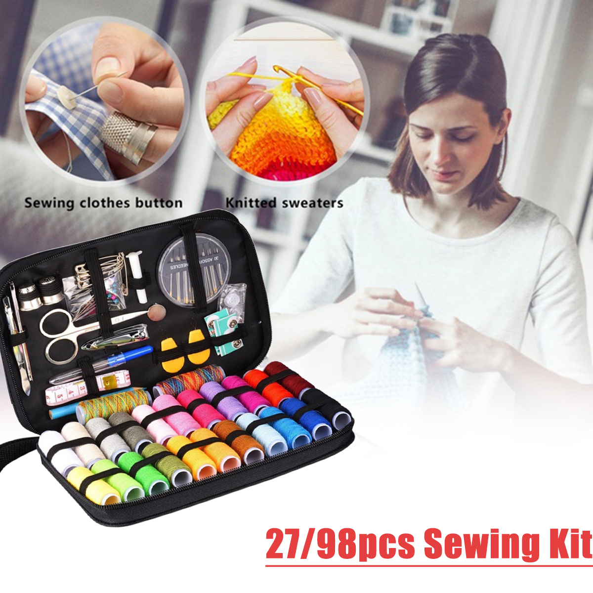 DFDSF Multifuntion Knitting Needles Handcraft DIY Thread Stitching Kit Quilting Tool Sewing Box Set Embroidery