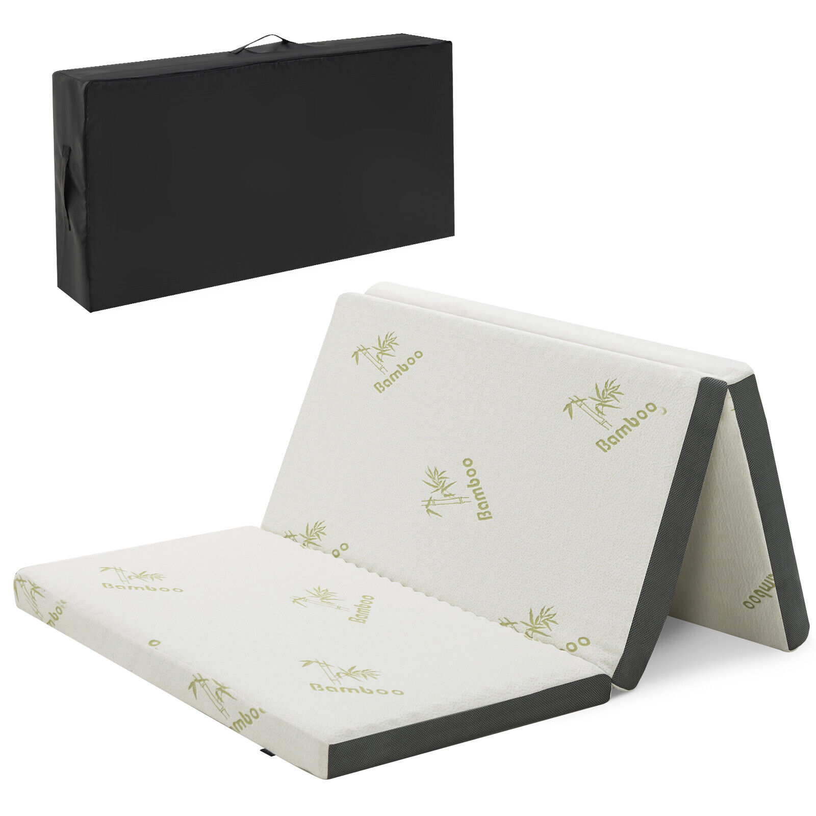 Costway FULL 3 "TriFold Memory Foam Floor Mattress Topper Portable W