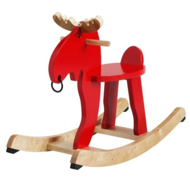 EKORRE Rocking-moose, red, rubberwood  (เอียคกอเร่ เก้าอี้โยกรูปกวางมูส, แดง, ไม้ยาง)