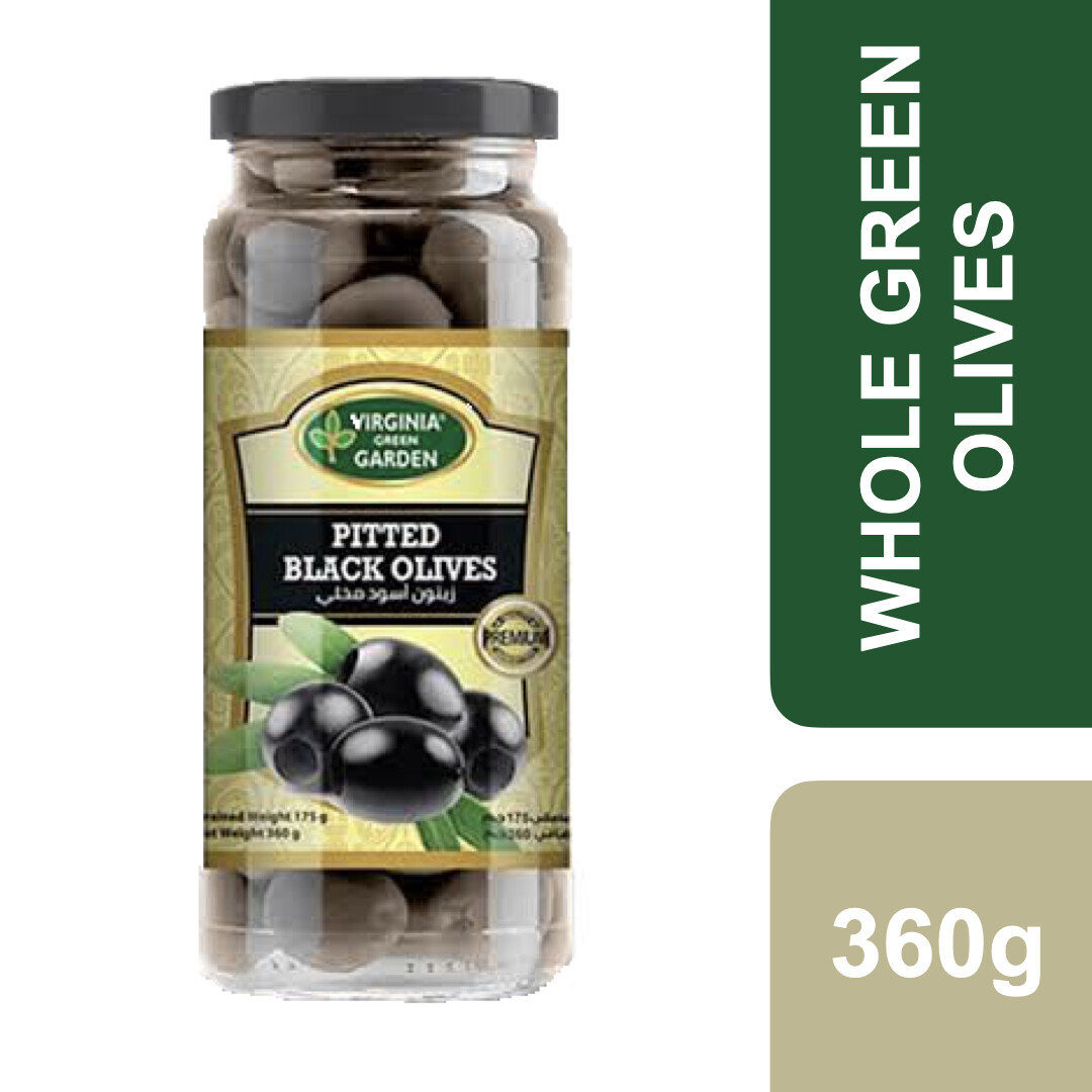 Virginia Green Garden Pitted Black Olives 340g ++ เวอร์จิเนียกรีนการ์เด้น มะกอกดำ ไม่มีเม็ด 340g