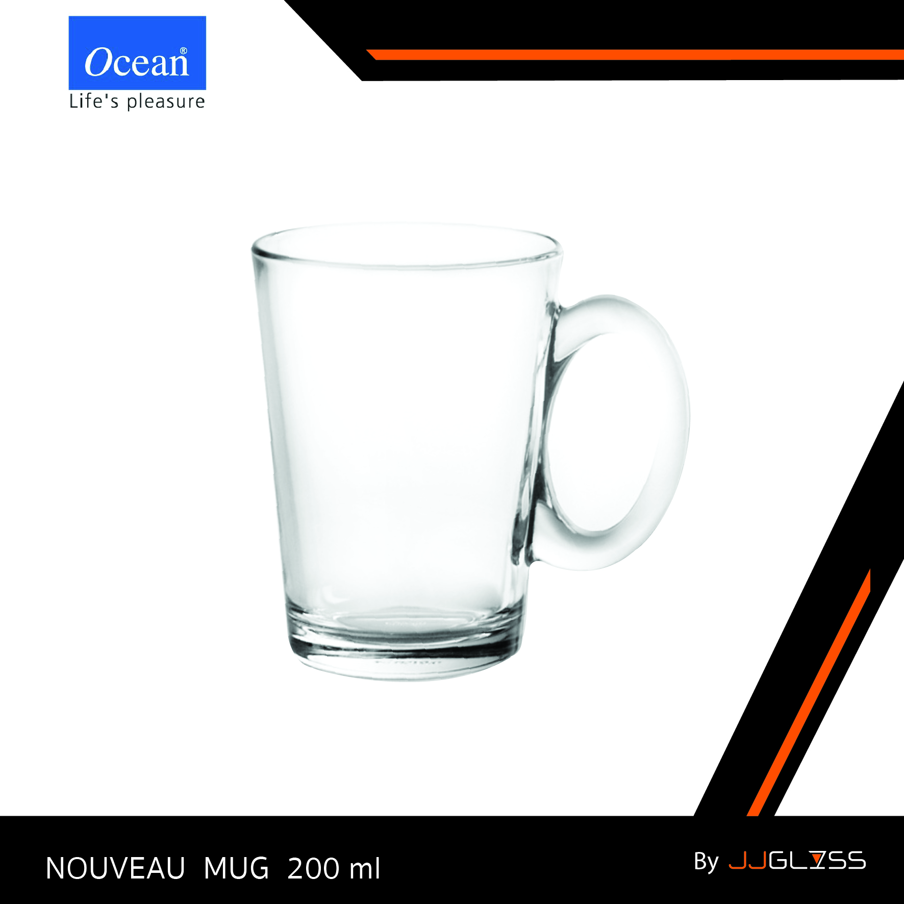 JJGLASS - (Ocean) P02040  Nouveau Tea - แก้วมัค  แก้วโอเชี่ยนกลาส Nouveau Mug  Ocean Glass P02040  Nouveau Mug 7 oz. ( 200 ml.)