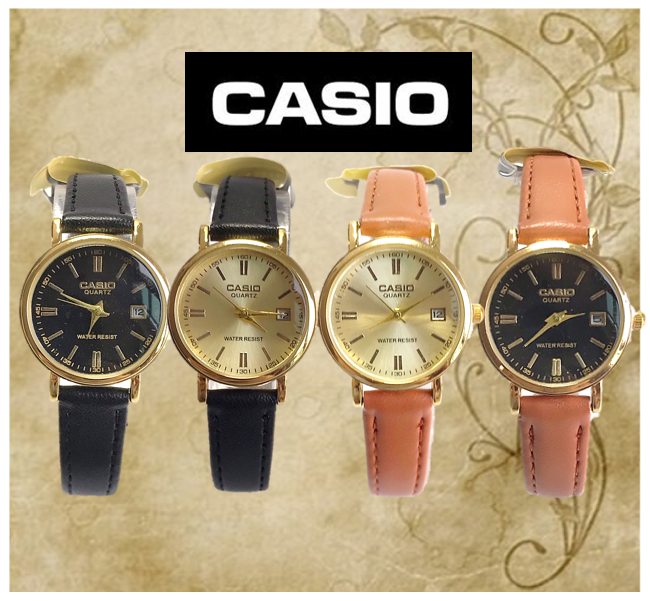 (กล่อง+คู่มือ) casio นาฬิกาข้อมือผู้ชายและผู้หญิง สายหนัง กันน้ำ หน้าปัดทอง นาฬิกาแฟชั่น ควอตซ์หญิง นาฬิกาcasio RC622