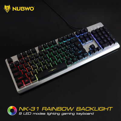 ดูภาพ NUBWO NK-31 SaviorGaming Keyboard คีย์บอร์ดเกมมิ่ง มีไฟ LED ACTIVE SOUND Rainbow Blacklight Rubber Dome Switches สี Silver/Black เพิ่มเติม NUBWO NK-31 SaviorGaming Keyboard คีย์บอร์ดเกมมิ่ง มีไฟ LED ACTIVE SOUND Rainbow Blacklight Rubber Dome Switches สี Silver/Black